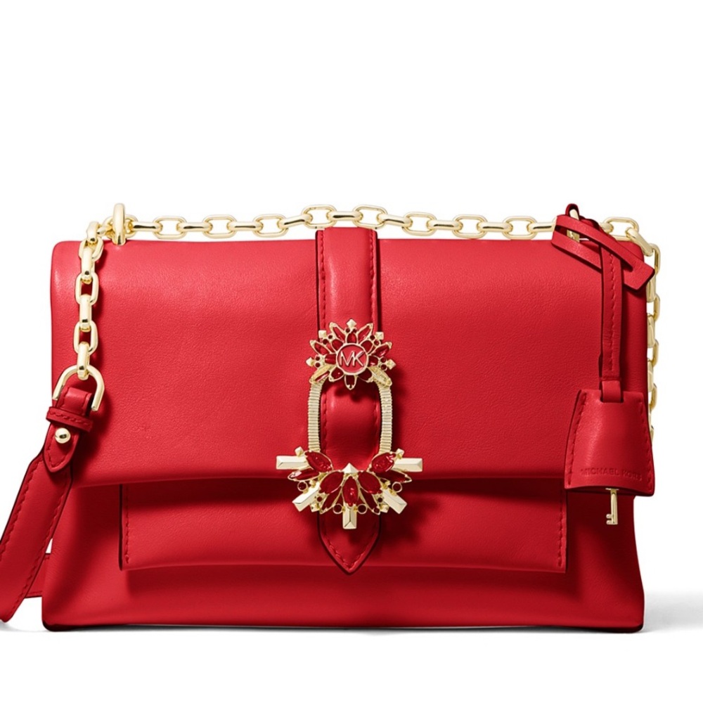 MICHAEL KORS
CECE MEDIUM BUCKLED LEATHER SHOULDER BAG
